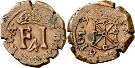 1613. Felipe III. Pamplona. 4 cornados. (AC. 72). Punto en la fecha, entre los dos últimos dígitos. Ex Áureo 20/09/2001, nº 1181. Escasa. 4,16 g. MBC+...