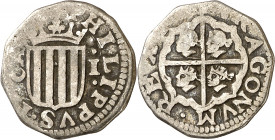 (1611 ó 1612). Felipe III. Zaragoza. 1 real. (AC. tipo 114). Fecha no visible. 3,50 g. BC+.