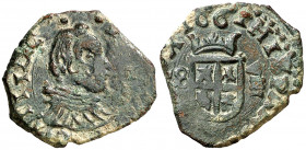 1661. Felipe IV. Sevilla. 8 maravedís. (AC. 403). Acuñada a martillo. Sin ensayador. Ex Áureo 22/10/1998, nº 2288. Ex Colección Velázquez 25/04/2019, ...
