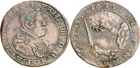 1639. Felipe IV. Amberes. Jetón. (D. 3939) (V.Q. 13821 var. metal). Manchitas. Ex Áureo 26/09/2007, nº 737. 4,32 g. MBC-.