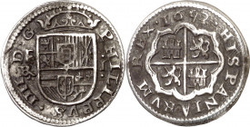 1652/1. Felipe IV. Segovia. BR/I. 1 real. (AC. 794). Pátina oscura. Escasa. 2,88 g. MBC-/MBC.