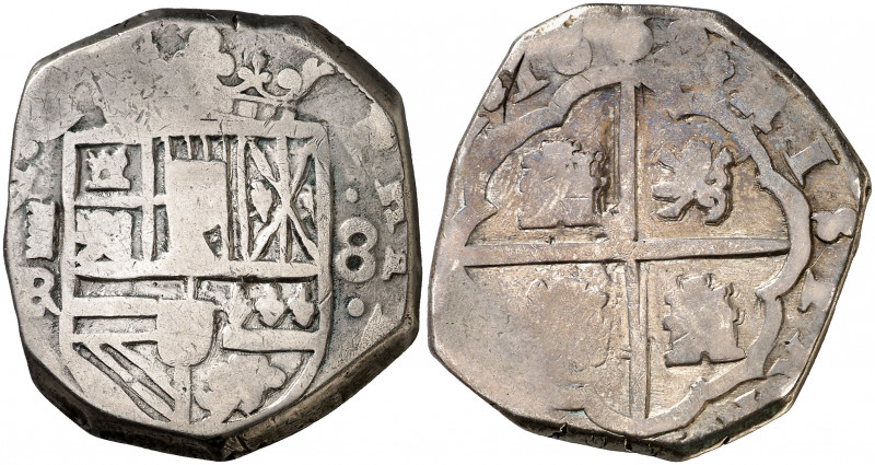 1662. Felipe IV. Segovia. . 8 reales. (AC. 1585). Muy rara. 26,54 g. MBC-.