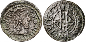 1642. Guerra dels Segadors. Barcelona. 1 sisè. (AC. 43) (Cru.C.G. 4548c). Lluís XIII. Ex Áureo 03/03/1999, nº 1482. 3,91 g. MBC/MBC+.
