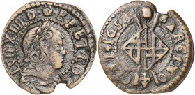 1650. Guerra dels Segadors. Barcelona. 1 sisè. (AC. 54) (Cru.C.G. 4553f). Lluís XIV. Defecto de cospel. 3,47 g. (MBC-).