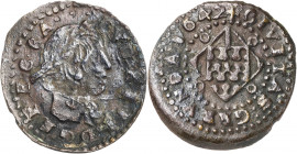 1642. Guerra dels Segadors. Girona. 1 sisè. (AC. 140) (Cru.C.G. 4608). Lluís XIII. Ex Áureo 23/01/2002, nº 1107. 3,57 g. MBC/MBC+.