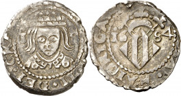 1684. Carlos II. Valencia. 1 divuité. (AC. 329) (Cru.C.G. 4926d). Doble corona dentada con puntos. Los 1 con punto encima. Ex Áureo 17/10/2001, nº 892...