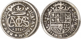 1708. Carlos III, Pretendiente. Barcelona. 2 reales. (AC. 29). 4,82 g. MBC.