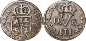 1710. Felipe V. Valencia. 1 treseta. (AC. 9). 3,11 g. MBC-.