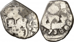 1738. Felipe V. Guatemala. J. 1 real. (AC. 359). Columnario. Fecha perfecta. 2,56 g. BC/BC+.