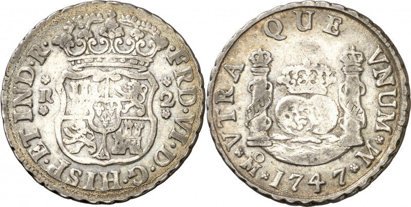 1747. Fernando VI. México. M. 2 reales. (AC. 285). Columnario. 6,78 g MBC.