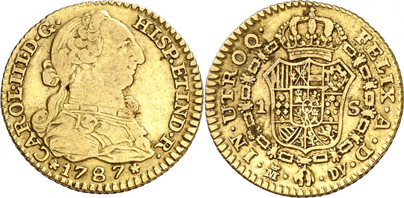 1787. Carlos III. Madrid. DV. 1 escudo. (AC. 1370). 3,42 g. MBC-.