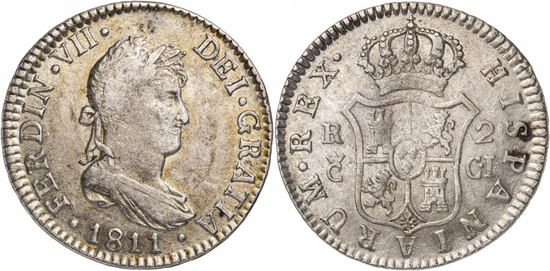 1811. Fernando VII. Cádiz. CI. 2 reales. (AC. 726). Marca de ceca grande. 6,07 g...