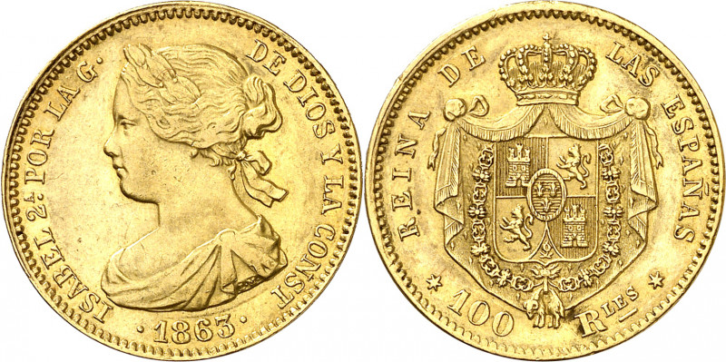 1863. Isabel II. Madrid. 100 reales. (AC. 790). 8,39 g. MBC/MBC+.