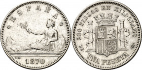 1870*1873. I República. DEM. 1 peseta. (AC. 19). 5 g. MBC+.