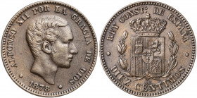 1878. Alfonso XII. Barcelona. OM. 10 céntimos. (AC. 9). 10,12 g. MBC+.
