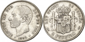 1882*1881. Alfonso XII. MSM. 1 peseta. (AC. falta) (AC. pdf 19.1). Rara. 9,85 g. BC.