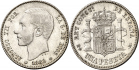 1882*1882. Alfonso XII. MSM. 1 peseta. (AC. 20). Atractiva. 5,04 g. MBC+/EBC-.