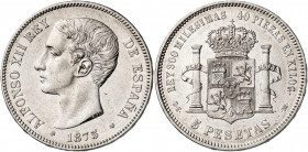 1875*1875. Alfonso XII. DEM. 5 pesetas. (AC. 35). 25,13 g. MBC-.