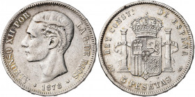 1878*1878. Alfonso XII. DEM. 5 pesetas. (AC. 39). 24,63 g. BC+.