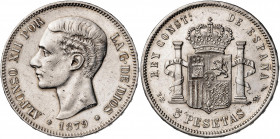 1879*1879. Alfonso XII. EMM. 5 pesetas. (AC. 42). 24,82 g. MBC/MBC+.