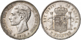 1879*1879. Alfonso XII. EMM. 5 pesetas. (AC. 42). Rayitas. Bonita pátina. 24,87 g. MBC+.