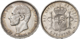 1883*1883. Alfonso XII. MSM. 5 pesetas. (AC. 55). 24,75 g. BC.