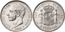 1884*1884. Alfonso XII. MSM. 5 pesetas. (AC. 57). 24,82 g. MBC.