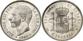1885*1885. Alfonso XII. MSM. 5 pesetas. (AC. 60). 24,87 g. MBC/MBC+.