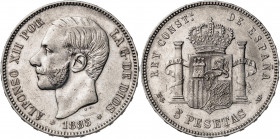 1885*1887. Alfonso XII. MSM. 5 pesetas. (AC. 62). 24,80 g. MBC-.