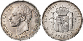 1885*1887. Alfonso XII. MSM. 5 pesetas. (AC. 62). 24,74 g. MBC+.