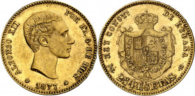 1877*1877. Alfonso XII. DEM. 25 pesetas. (AC. 68). 8,04 g. EBC.