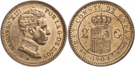 1904*04. Alfonso XIII. SMV. 2 céntimos. (AC. 6). 2,05 g. EBC.