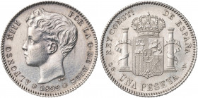 1899*1899. Alfonso XIII. SGV. 1 peseta. (AC. 57). Limpiada. 4,94 g. MBC+/EBC-.