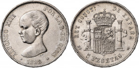 1888*1888. Alfonso XIII. MPM. 5 pesetas. (AC. 92). 24,94 g. MBC+.