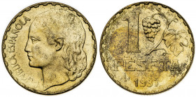1937. II República. 1 peseta. (AC. 41). 5,07 g. EBC-.