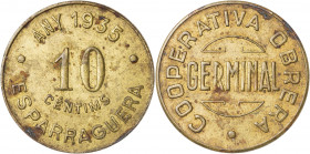 1935. Esparraguera. Cooperativa Obrera Germinal. 10 céntimos. (AL. 603 var). 6,78 g. EBC-.