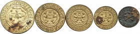 1937. Menorca (Baleares). 5, 10, 25 céntimos, 1 y 2,50 pesetas. (AC. 20 a 24). 5 monedas, serie completa. Oxidaciones. (MBC+/EBC).