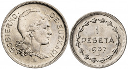 1937. Euzkadi. 1 y 2 pesetas. (AC. 14 y 15). 2 monedas, serie completa. S/C.