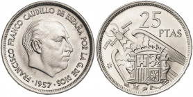 1957*71. Franco. 25 pesetas. (AC. 126). 8,36 g. S/C.