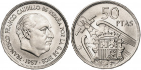 1957*71. Franco. 50 pesetas. (AC. 140). 12,36 g. S/C.