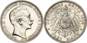 Alemania. 1912. Guillermo II. A (Berlín). 3 marcos. (Kr. 527). AG. 16,66 g. S/C.
