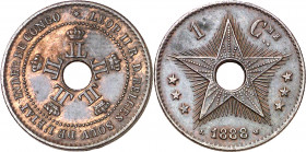 Congo belga. 1888. Leopoldo II. 1 céntimo. (Kr. 1). Atractiva. CU. 2,04 g. EBC-/EBC.