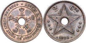 Congo belga. 1888. Leopoldo II. 2 céntimos. (Kr. 2). CU. 4,07 g. EBC-/EBC.