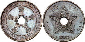 Congo belga. 1888. Leopoldo II. 10 céntimos. (Kr. 4). Leves marquitas. Bella. Escasa así. CU. 19,94 g. EBC+.