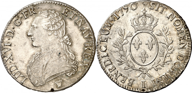 Francia. 1790. Luis XVI. I (Limoges). 1 ecu. (Kr. 564.7) (Gad. 356). AG. 29,29 g...