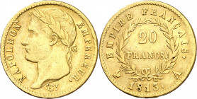 Francia. 1813. Napoleón. A (París). 20 francos. (Fr. 511) (Kr. 695.1). AU. 6,39 g. MBC.