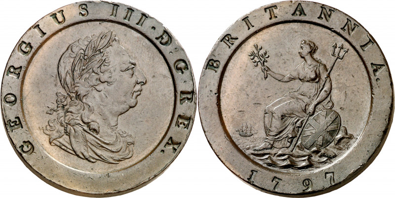 Gran Bretaña. 1797. Jorge III. 2 peniques. (Kr. 619). Golpecitos, pero buen ejem...