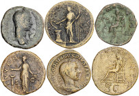 Lote de 6 sestercios: Trajano, Antonino pío, Marco Aurelio, Alejandro Severo, Gordiano III y Maximino I. A examinar. BC-/MBC.