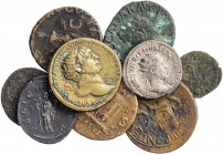 Lote formado por 4 ases, 1 dupondio, 2 antoninianos y 2 pequeños bronces bajoimperiales. Total 9 monedas. A examinar. BC/MBC+.