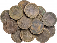 1790 a 1808. Carlos IV. Segovia. 8 maravedís. Colección de 16 monedas, fechas distintas. Muy interesante. A examinar. BC-/MBC-.